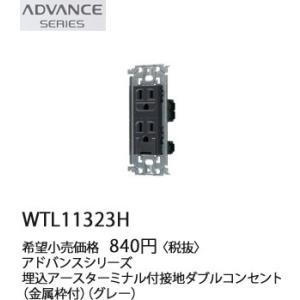 パナソニック ADVANCE SERIES アドバンスシリーズ 埋込アースターミナル付接地ダブルコンセント(金属枠付)(グレー) WTL11323H｜terukuni