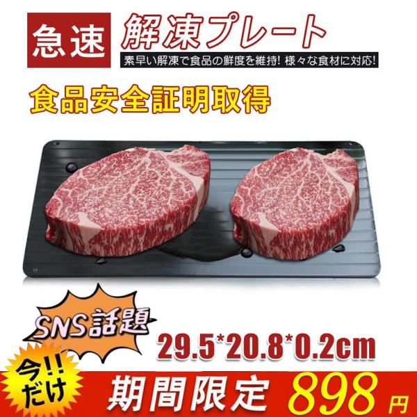 解凍プレート 急速解凍 まな板 解凍用プレート 自然解凍 解凍板 解凍皿 アルミ 魚 刺身 肉 冷凍...