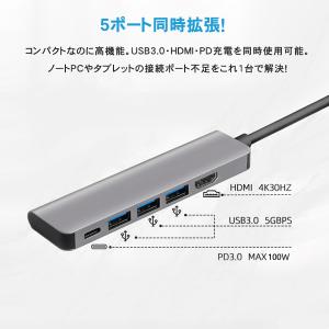 USB Type-C ハブ 5in1 4K高画...の詳細画像3