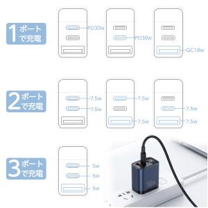 ACアダプター PD急速充電器 30W 3ポー...の詳細画像5