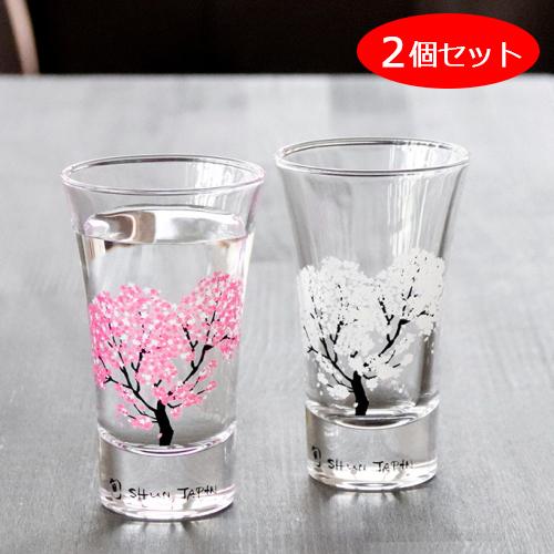 丸モ高木陶器 温度で色が変わる グラス 冷感グラス 冷感桜 冷感 桜 2個セット ペアグラス 100...