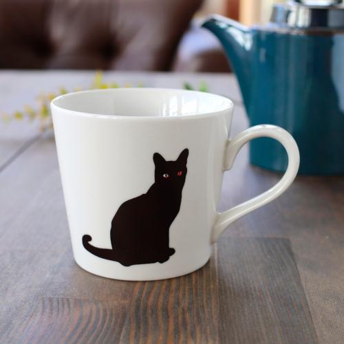 丸モ高木陶器 マグカップ 猫 温度で色が変わる ねこ ネコ 温感 座り猫 猫柄 猫の絵 300ml ...