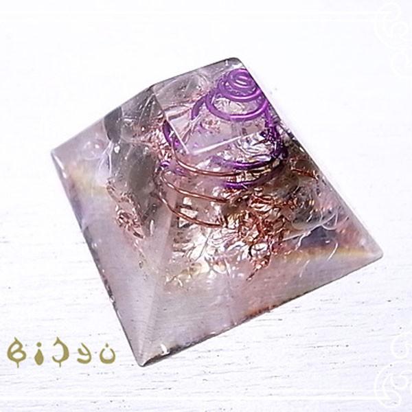 ミニオルゴナイト マヤピラミッド型 スモーキークォーツ 紫  毘殊 Bijyu 天然石