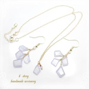 ブルーレースアゲートのピアスとネックレス [ K story -handmade accessory- ]｜tesorocoltd