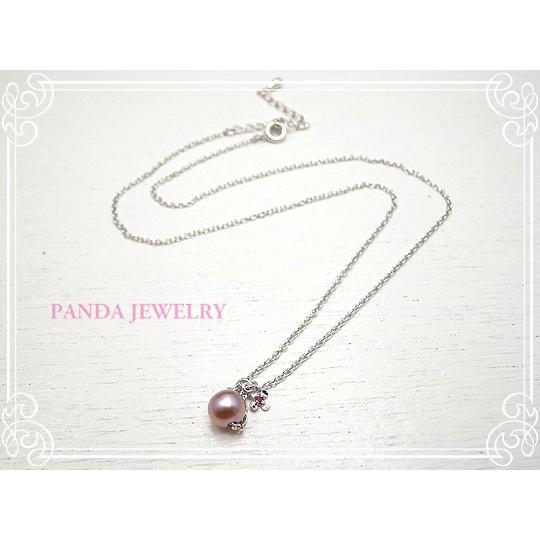 シンデレラ パールネックレス ルビー お花 シルバー ペンダント // PANDA JEWELRY