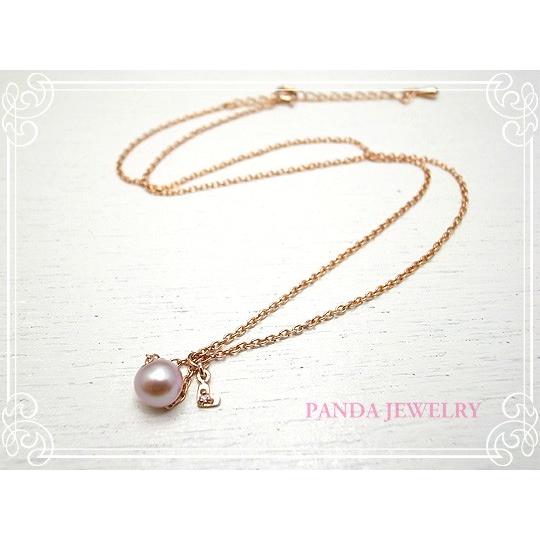 シンデレラパール ネックレス ダイヤハート（ピンクゴールドカラー） //PANDA JEWELRY