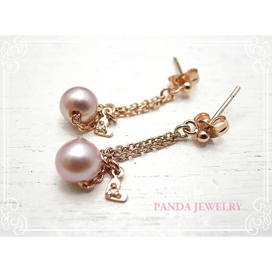 シンデレラパール ピアス ダイヤハート（ピンクゴールドカラー） //PANDA JEWELRY