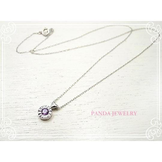 K10WG キラキラハートのネックレス アメジスト ホワイトゴールド ペンダント //PANDA J...