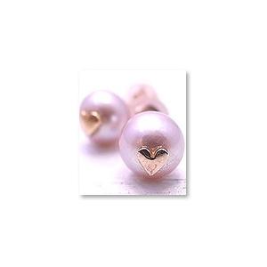 K10 PG ラブリーハートのプチパール ピアス PANDA JEWELRY パンダジュエリー p-...