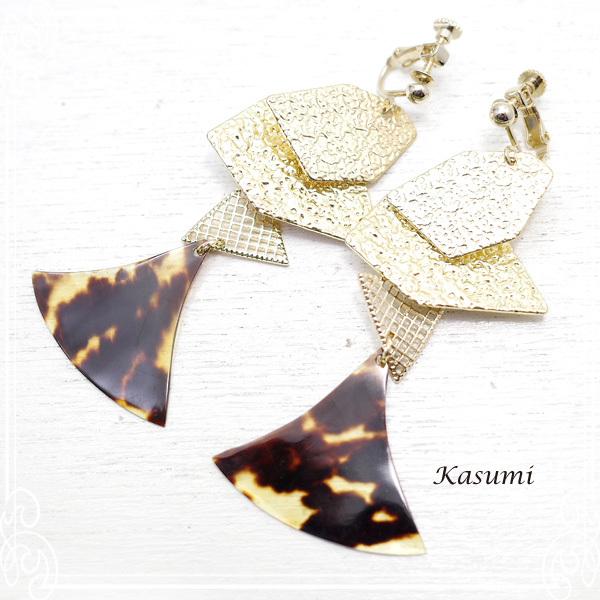 べっ甲のイヤリング 【Kasumi〜かすみ〜】 アクセサリー/作家/ハンドメイド de-59-ks-...