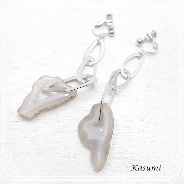 ドゥルジーアゲートのイヤリング 【Kasumi〜かすみ〜】 アクセサリー/作家/ハンドメイド de-...