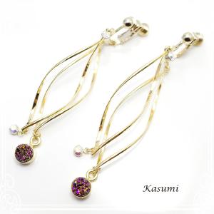 ドゥルージーアゲート　メタリックパープルのイヤリング SV925 【Kasumi〜かすみ〜】 アクセサリー/作家/ハンドメイド｜tesorocoltd