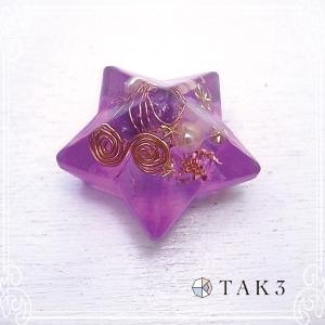 オルゴナイト スター型 置物 パープル アメジスト/TAK3/ハンドメイド レジン 樹脂｜tesorocoltd