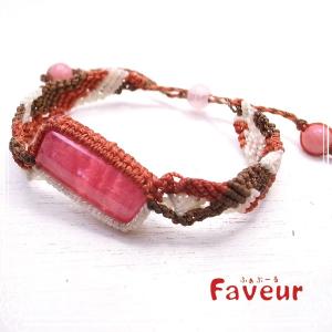 ロードクロサイトとピンクオパールのマクラメブレスレット / Faveur(ファブール)｜tesorocoltd