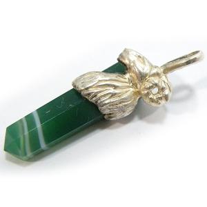 おひつじ座 ペンダントトップ グリーンオニキス green onyx 44mm シルバー925 ポイント 1点限定｜tesorocoltd