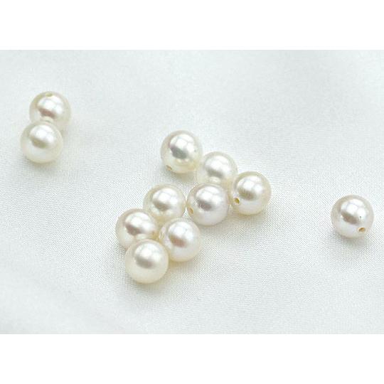 淡水パール(Fresh water pearl) 丸玉（片穴） ビーズ ラウンドビーズ 約3-4mm...
