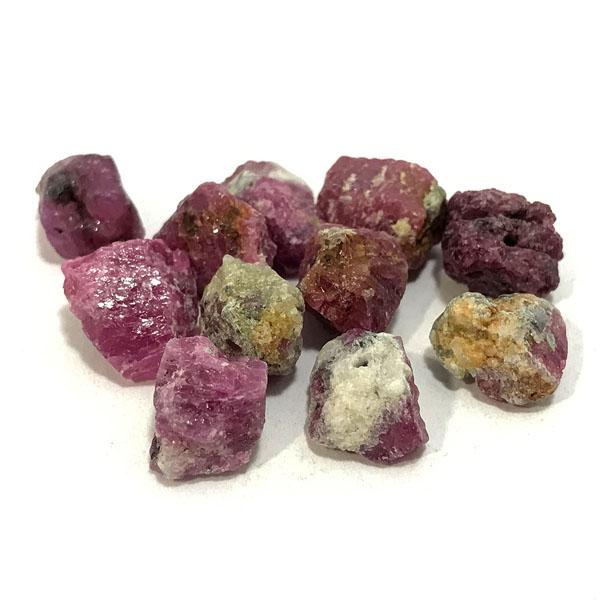 ルビー 【ラフロックビーズパーツ】 片穴 天然石 《4個セット》 原石