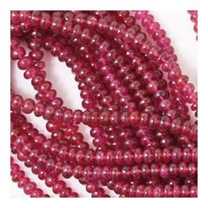 ルビー /ロンデルビーズ/ 約3.8x2.6-6.5x3.5mm  /1/4連 約10cm/ 天然石