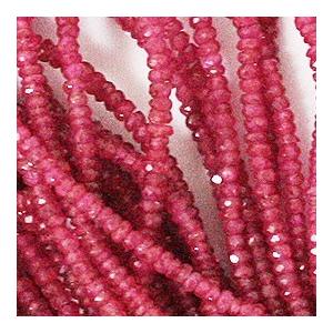 ルビー /カットビーズ/ 約3x1.5mm  /1/4連 約10cm/ 天然石