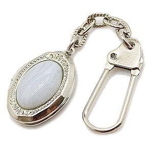 ブルーレースアゲート キーホルダー ロケット キーホルダー 約10x15mm/長さ80mm