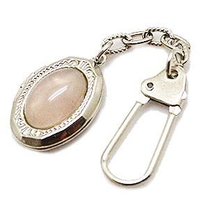 ローズクォーツ キーホルダー ロケット キーホルダー 約10x15mm/長さ80mm