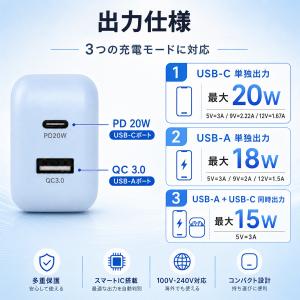 折りたたみ充電器 20W Type-C USB...の詳細画像3