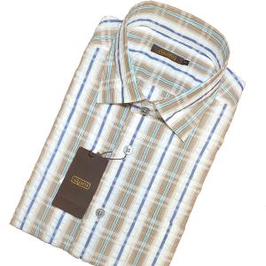 ARAMIS/アラミス　メンズ半袖シャツ　日本製　1221112-33　定価18,700円　茶系ストライプ　綿ポリエステル｜textile-gallery