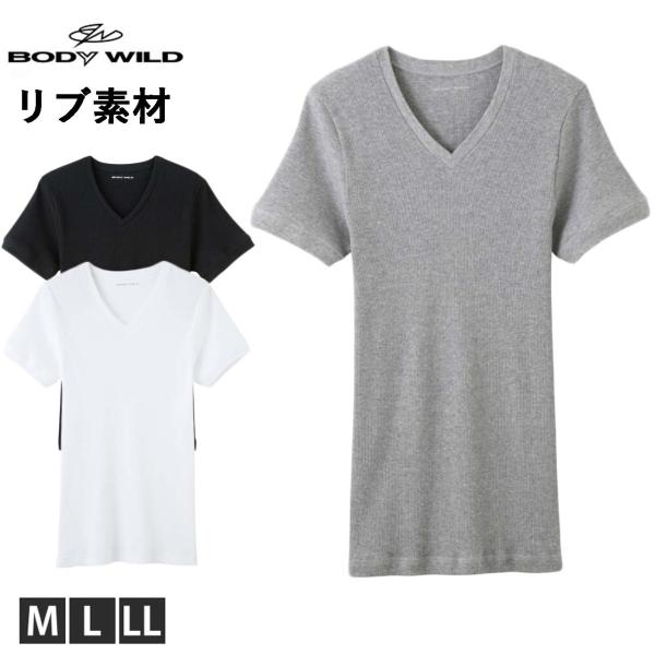 グンゼ GUNZE V首半袖 メンズ Tシャツ Vネック 綿100% リブ 紳士 BODY WILD...