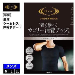 RIZAP ライザップ クルーネック Tシャツ メンズ 年間 グンゼ GUNZE 着圧コントロール 引き締め 補正ライン シームレス メンズ RZ1113 M L LL