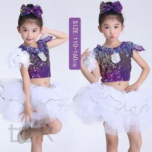 ダンス衣装 スパンコール キッズ ダンスウェア ワンピース