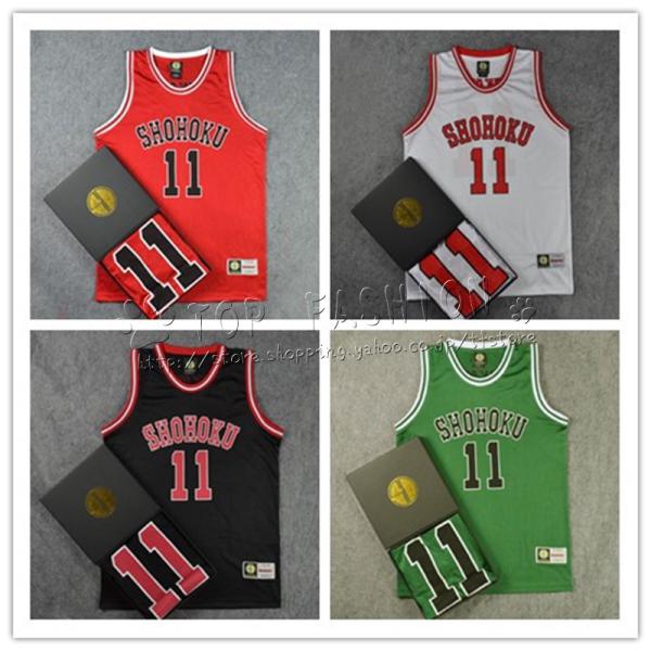 送料無料◆SLAM DUNK(スラムダンク)湘北高校 番号11 バスケ部 流川 楓 上着とズボン コ...