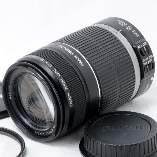 キヤノン 望遠ズームレンズ Canon EF-S 55-250mm F4-5.6 IS 手振れ補正 ...