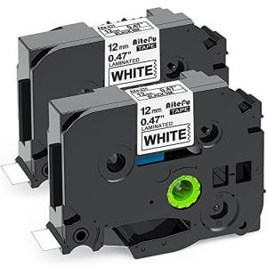 互換 ピータッチ テープ 12mm 2個 ブラザー 白 ?文字