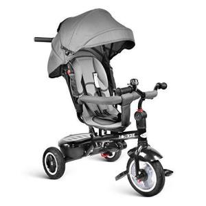 三輪車 乗用玩具 かじとり 安全ベルト付き7 in 1 Tricycle サンシェード 子供用 乗り物 キッズ バイク 手押し棒 (灰色) Besrey