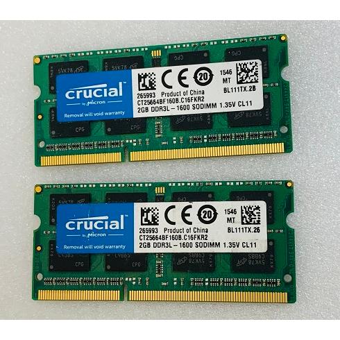 CRUCIAL 2RX8 PC3L-12800S 2GB 2枚組 4GB DDR3L ノートPC用 ...
