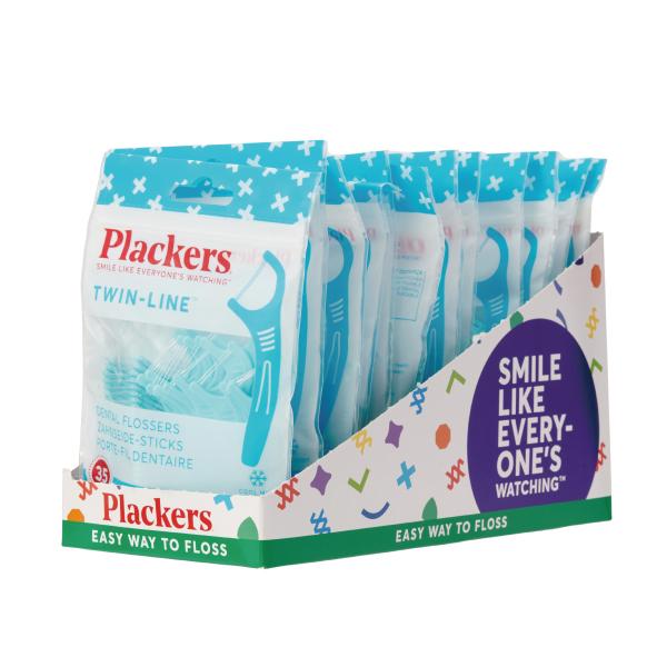 Plackers デンタルフロス ダブルクリーンミント味 1箱 (35本入×12袋) 歯間ブラシ 歯...