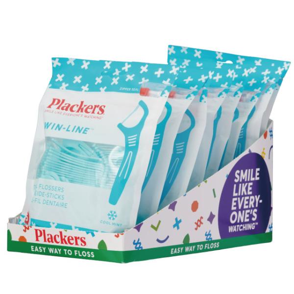 Plackers ダブルクリーンミント味 1箱（75本入×8袋） 歯間ブラシ 歯垢除去 口臭予防 リ...