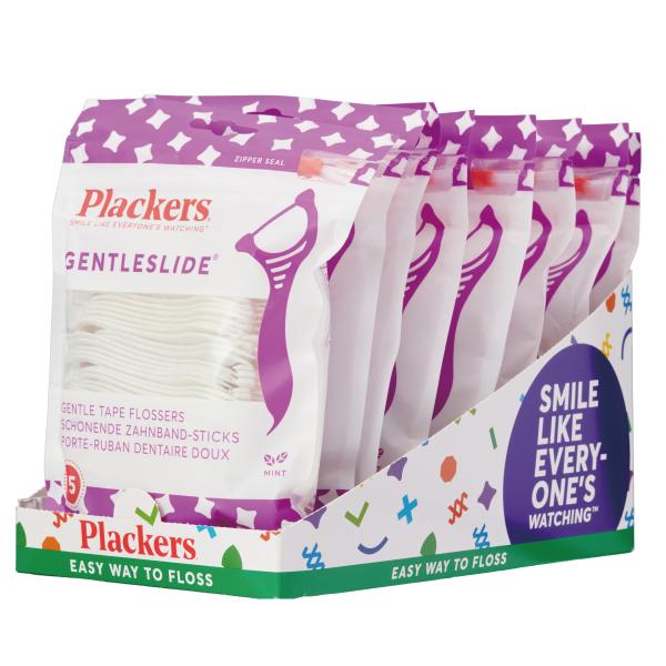 Plackers デンタルフロス ジェントルクリーンミント味 1箱 (75本入×8袋) テープタイプ...
