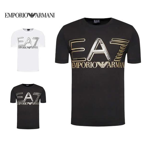 エンポリオアルマーニ EA7 プリントTシャツ クルーネック 半袖 メンズ ブラック ホワイト Em...