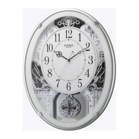 リズム時計（CITIZEN） 掛時計 スモールワールドプラウド 緑メタリック色（白） 4MN523R...