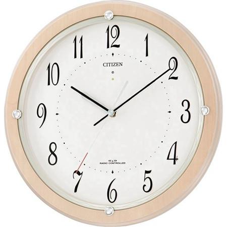リズム時計（CITIZEN） 掛時計 サイレントソーラー 薄茶半艶仕上（白） 4MY798-007