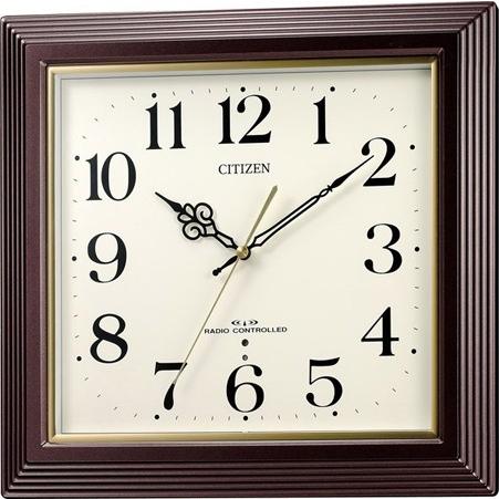 リズム時計（CITIZEN） 掛時計  茶メタリック色（アイボリー） 4MY803-006