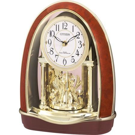 リズム時計（CITIZEN） 置時計 スタンダード パルドリームR414 茶色木目仕上（白） 4RN...