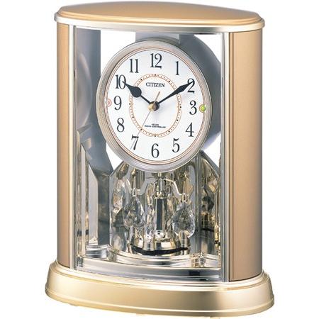 リズム時計（CITIZEN） 置時計  金メタリック色（白） 4RY659-018