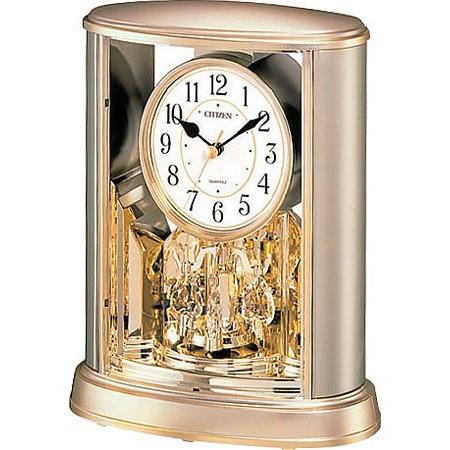 リズム時計（CITIZEN） 置時計 ー 金色（白） 4SG724-018