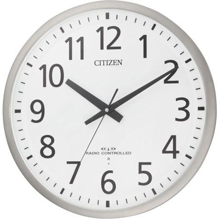 リズム時計（CITIZEN） 掛時計  銀色へアライン仕上（白） 8MY463-019