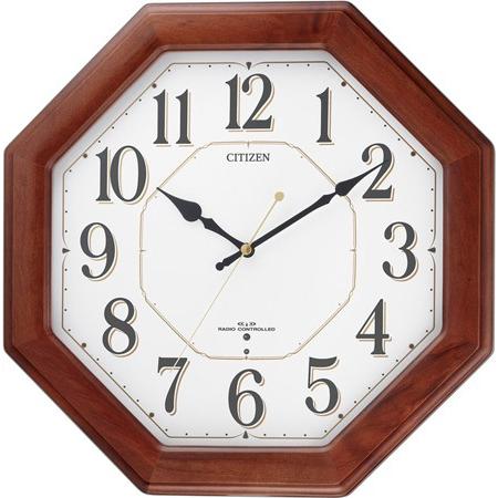 リズム時計（CITIZEN） 掛時計  茶色半艶仕上（白） 8MY472-006
