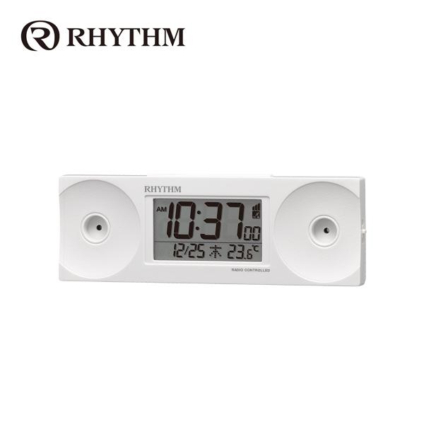 リズム  置き時計 RHYTHM フィットウェーブバトル100 目覚まし時計 デジタル 白 8RZ1...
