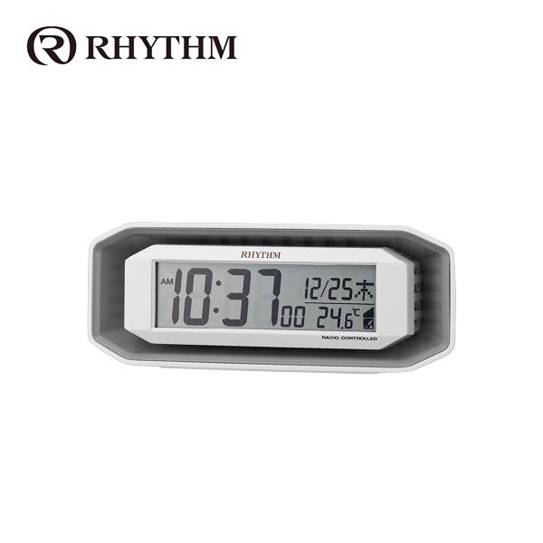 リズム  置き時計 RHYTHM フィットウェーブバトル220 目覚まし時計 デジタル ホワイト 8...