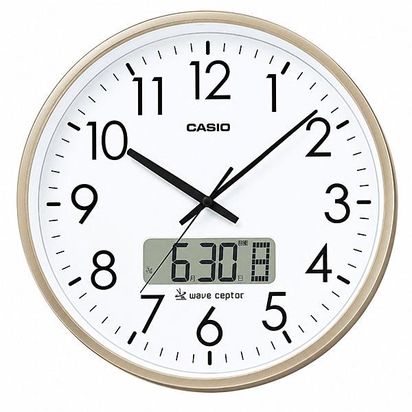 カシオ CASIO CLOCK 掛け時計  シャンパンゴールド 壁掛け時計 電波 大型 チャイム デ...